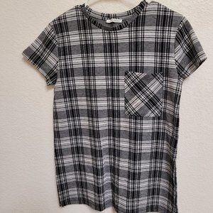 Zara Dark Gray Plaid Short-sleeved Sweater